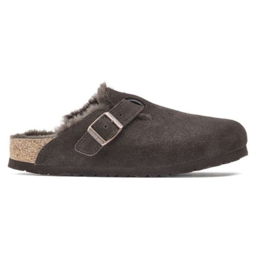 Women'S Birkenstock Walking | Birkenstock Women'S Boston Shearling In Mocha Suede/ Shearling