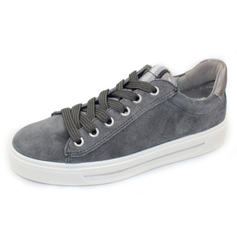 Women'S Ara Wedges | Ara Women'S Camden In Graphite Suede/Silver Leather