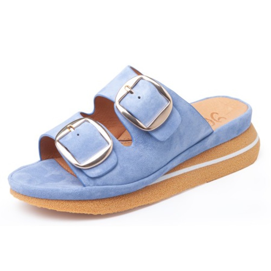 Women'S Yes Brand Shoes Platforms | Yes Brand Shoes Women'S Aspen In Denim Blue Kid Suede