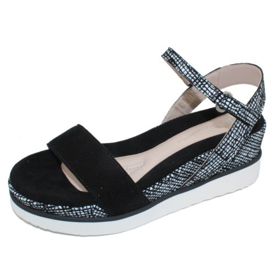 Women'S Bella Comforto Back Straps | Bella Comforto Women'S Dalia 8.63.05 In Black/White Velour Suede