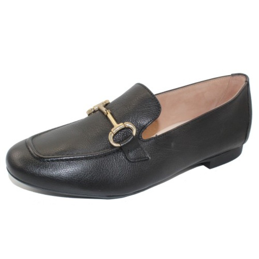 Women'S Paul Green Slip Ons | Paul Green Women'S Daphne Flt In Black Leather