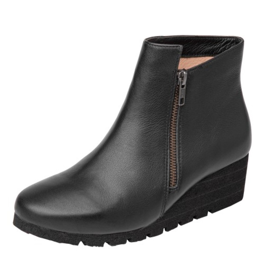 Women'S Yes Brand Shoes Ankle Boots | Yes Brand Shoes Women'S Ladonna In Black James Dean Leather