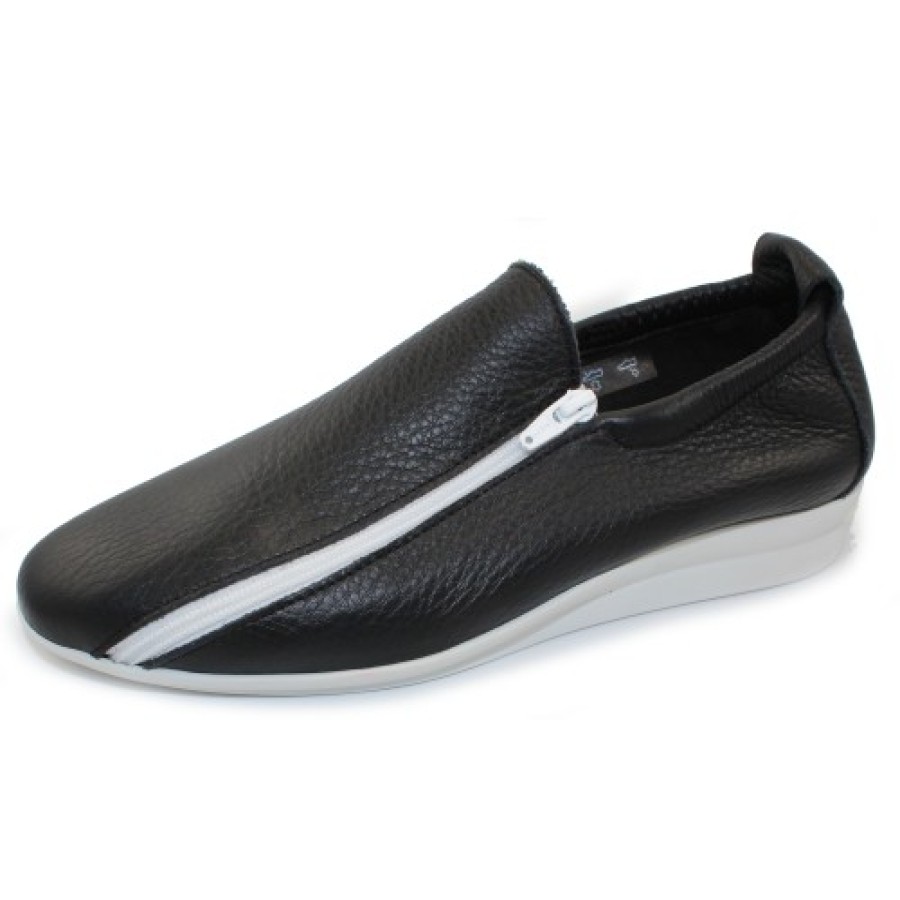 Women'S Arche Wedges | Arche Women'S Nashaa In Noir/Blanc Vachette Fast Leather