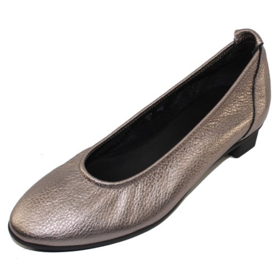 Women'S Arche Slip Ons | Arche Women'S Raisha In Ottona/Noir Shiny Metallic Leather - Shiny Gunmetal/Black