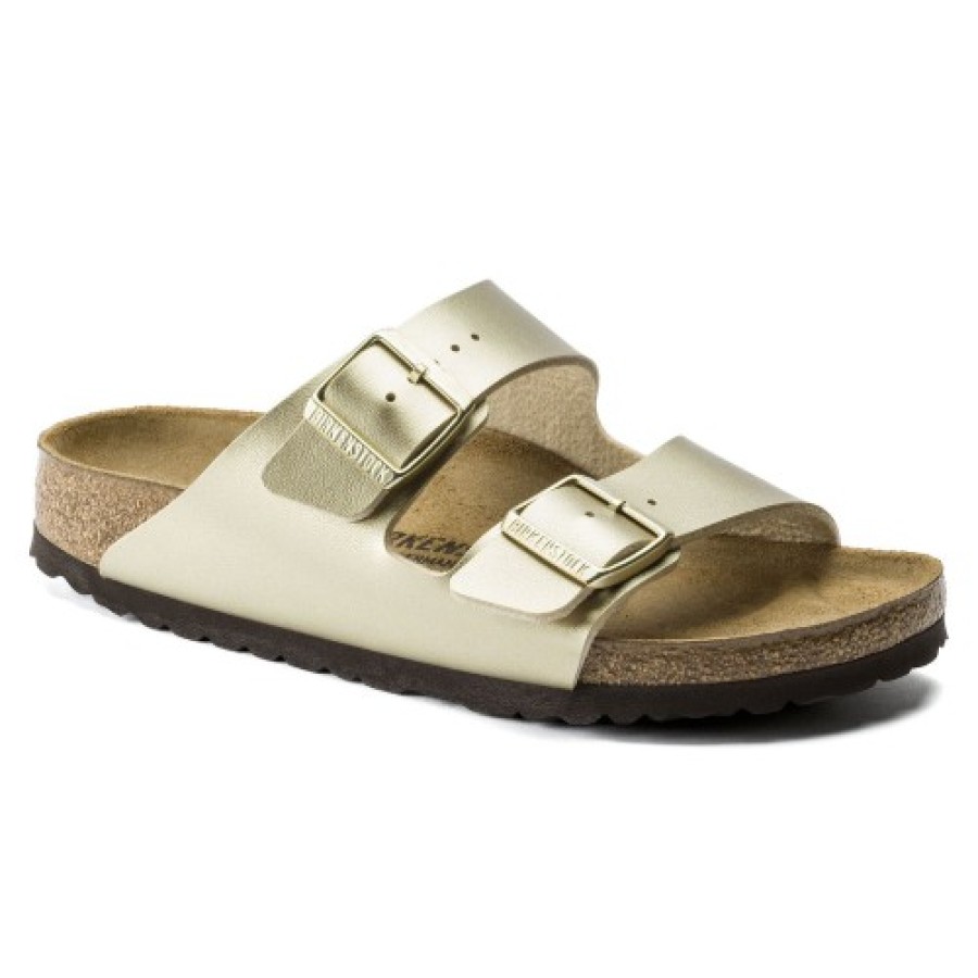 Women'S Birkenstock Walking | Birkenstock Women'S Arizona In Gold Birki-Flor