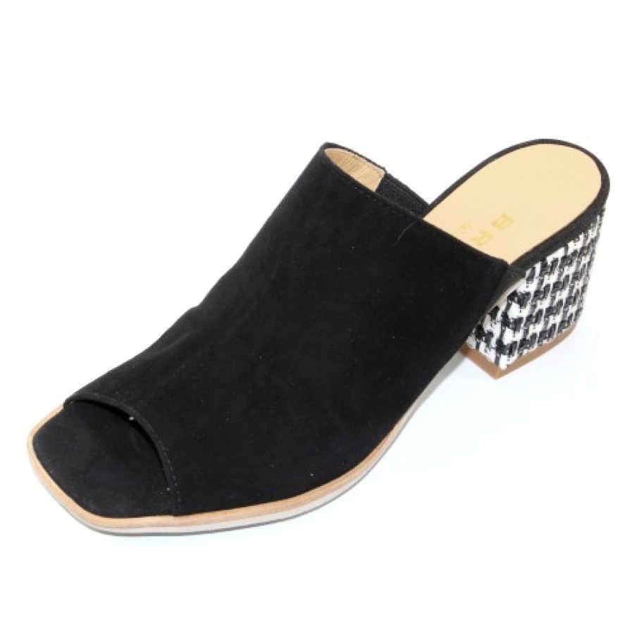 Women'S Brunate Heels | Brunate Women'S Messina In Black Suede/Optic Rafia Fabric