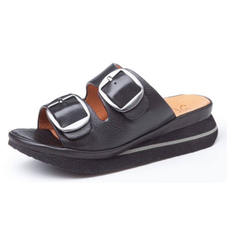 Women'S Yes Brand Shoes Wedges | Yes Brand Shoes Women'S Aspen In Black Plonge Leather