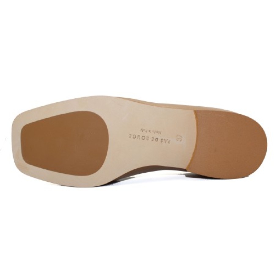 Women'S Pas De Rouge Slip Ons | Pas De Rouge Women'S Yuna 4041 In Beige Nappa Leather/Gold Detail