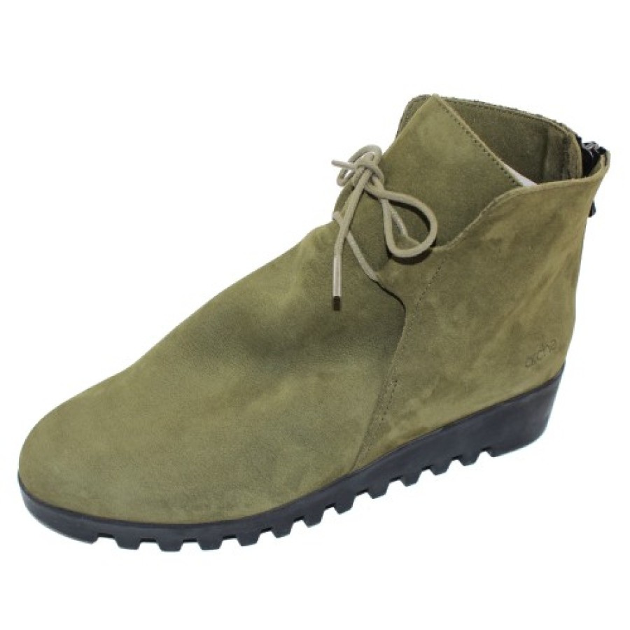 Women'S Arche Lace Up | Arche Women'S Lombye In Kika Nubuck - Forest Green