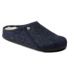 Men'S Birkenstock Open Back | Birkenstock Men'S Zermatt Shearling In Dark Blue Wool/Natural Shearling