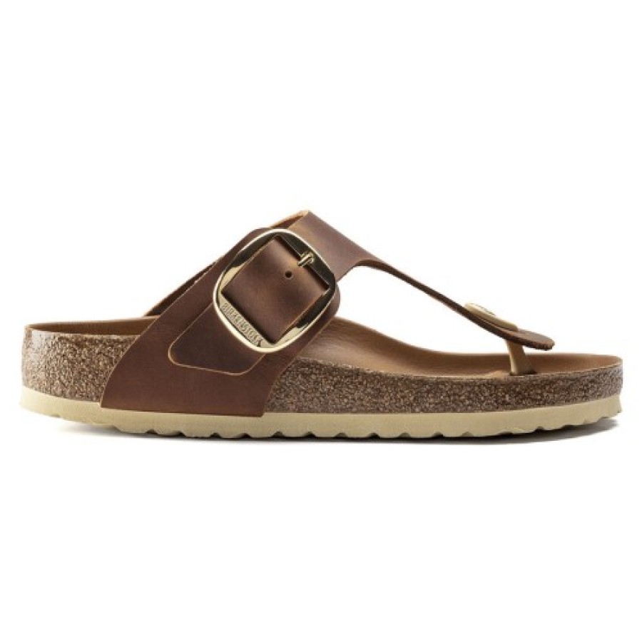 Women'S Birkenstock Travel | Birkenstock Women'S Gizeh Big Buckle In Cognac Leather