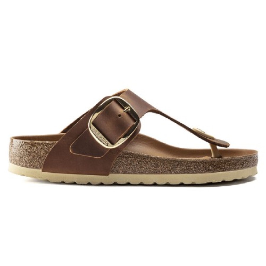 Women'S Birkenstock Footbed | Birkenstock Women'S Gizeh Big Buckle In Cognac Leather