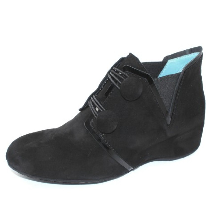 Women'S Thierry Rabotin Wedges | Thierry Rabotin Women'S Absol In Black Suede/Patent Leather