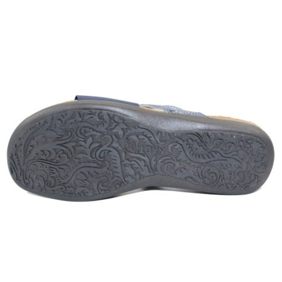 Women'S Naot Footbed | Naot Women'S Penelope In Navy Elastic/Navy Python Leather/Navy Nubuck