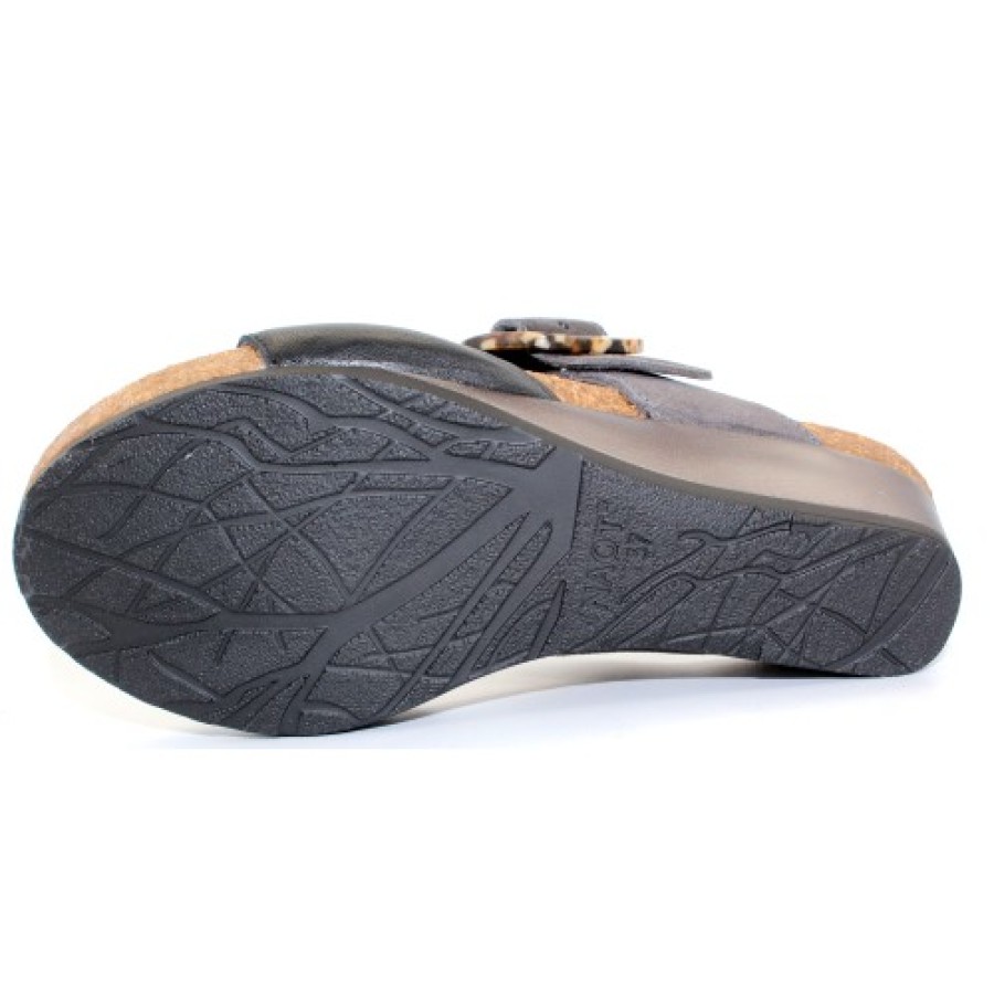 Women'S Naot Footbed | Naot Women'S Kingdom In Soft Black Leather/Oily Midnight Suede