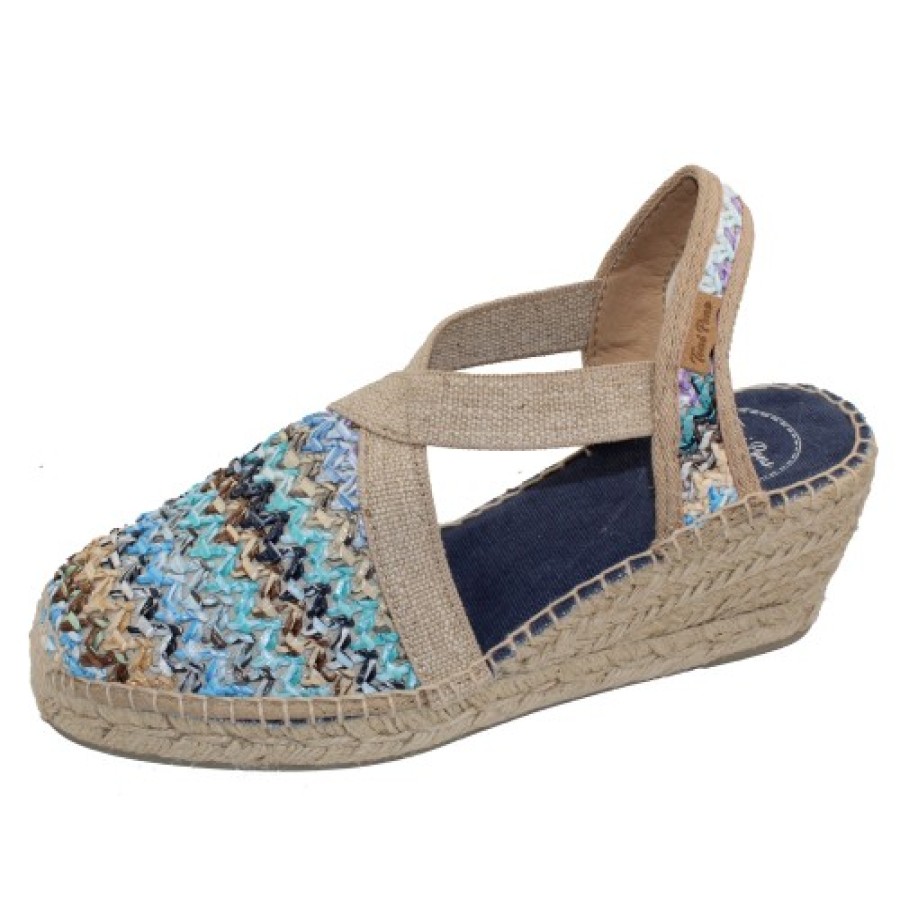 Women'S Toni Pons Wedges | Toni Pons Women'S Terra-Nz In Blue Multi Raffia