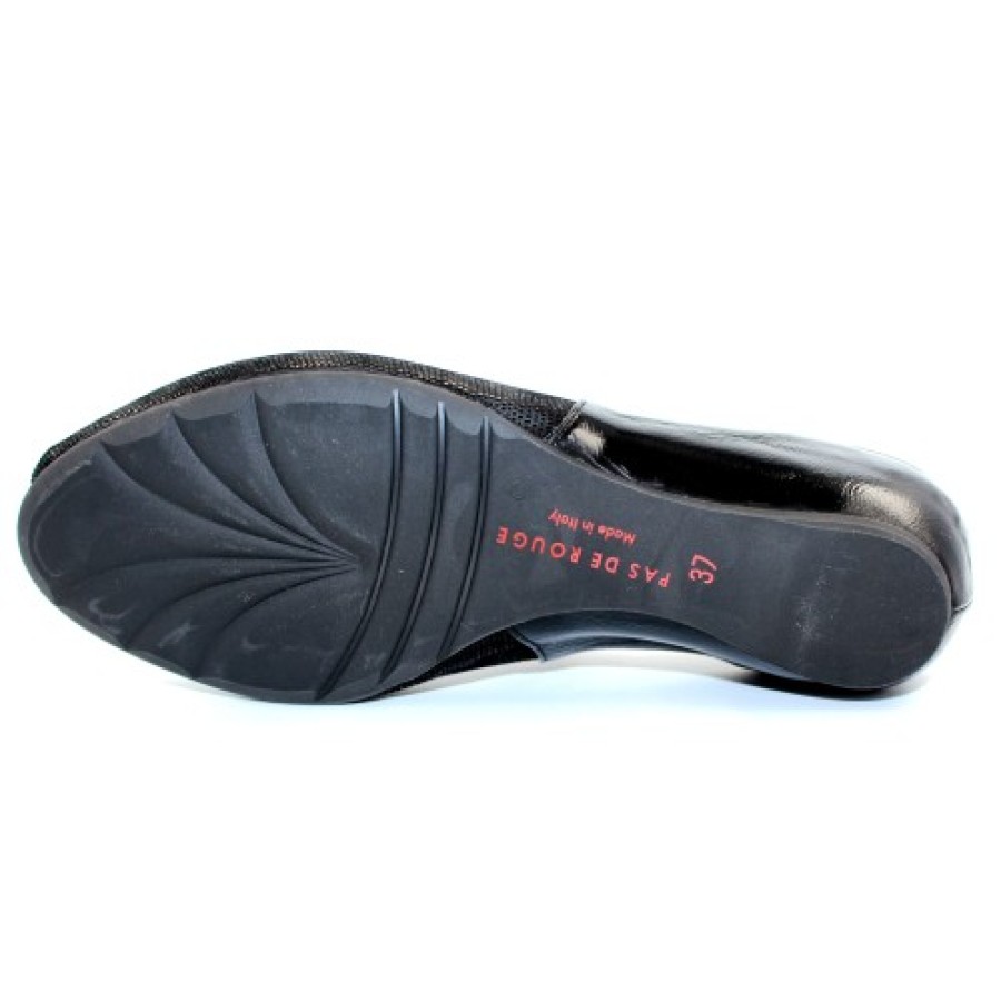 Women'S Pas De Rouge Pumps | Pas De Rouge Women'S Silvia R918 In Black Embossed/Crinkle Patent Leather