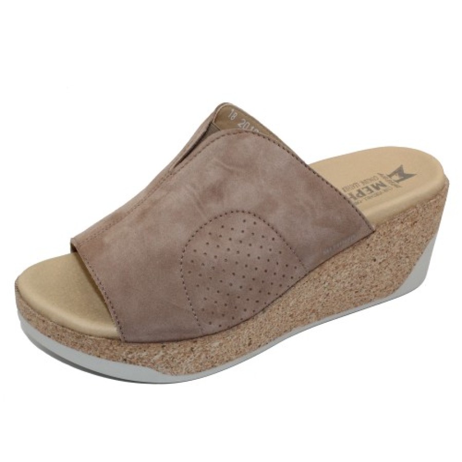 Women'S Mephisto Slides | Mephisto Women'S Giuletta In Light Taupe Velcalf Premium 12218