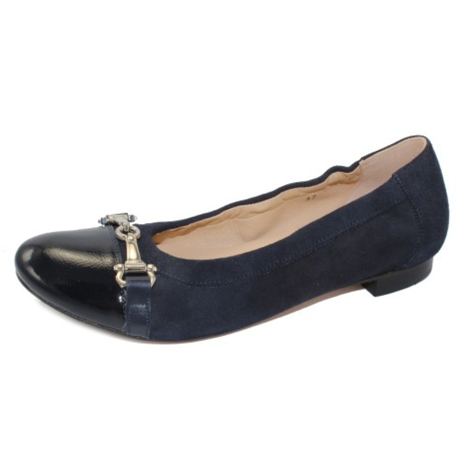 Women'S Lalisa Slip Ons | Lalisa Women'S Chloe 195203 In Navy Blue Suede/Patent Leather/Calfskin Leather