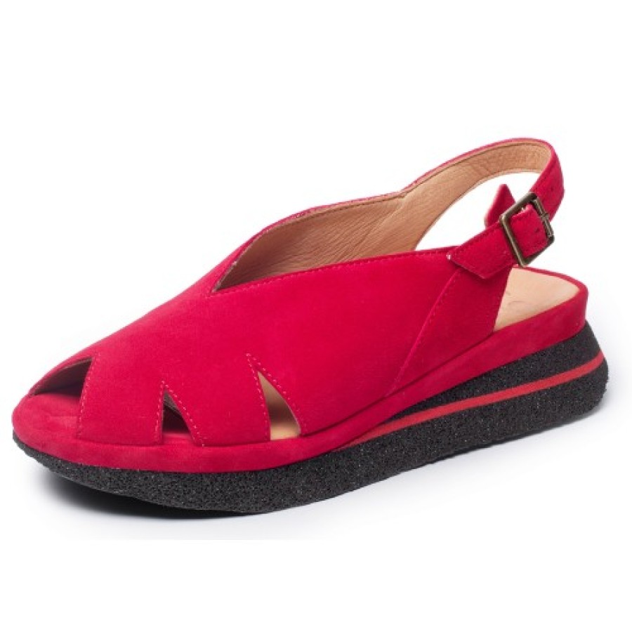 Women'S Yes Brand Shoes Walking | Yes Brand Shoes Women'S April In Red Kid Suede