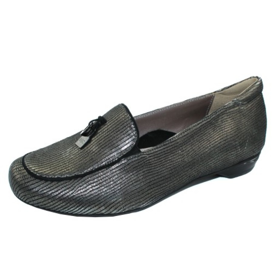 Women'S Bella Comforto Slip Ons | Bella Comforto Women'S Levia 20.03.03 In Pewter Grana Leather