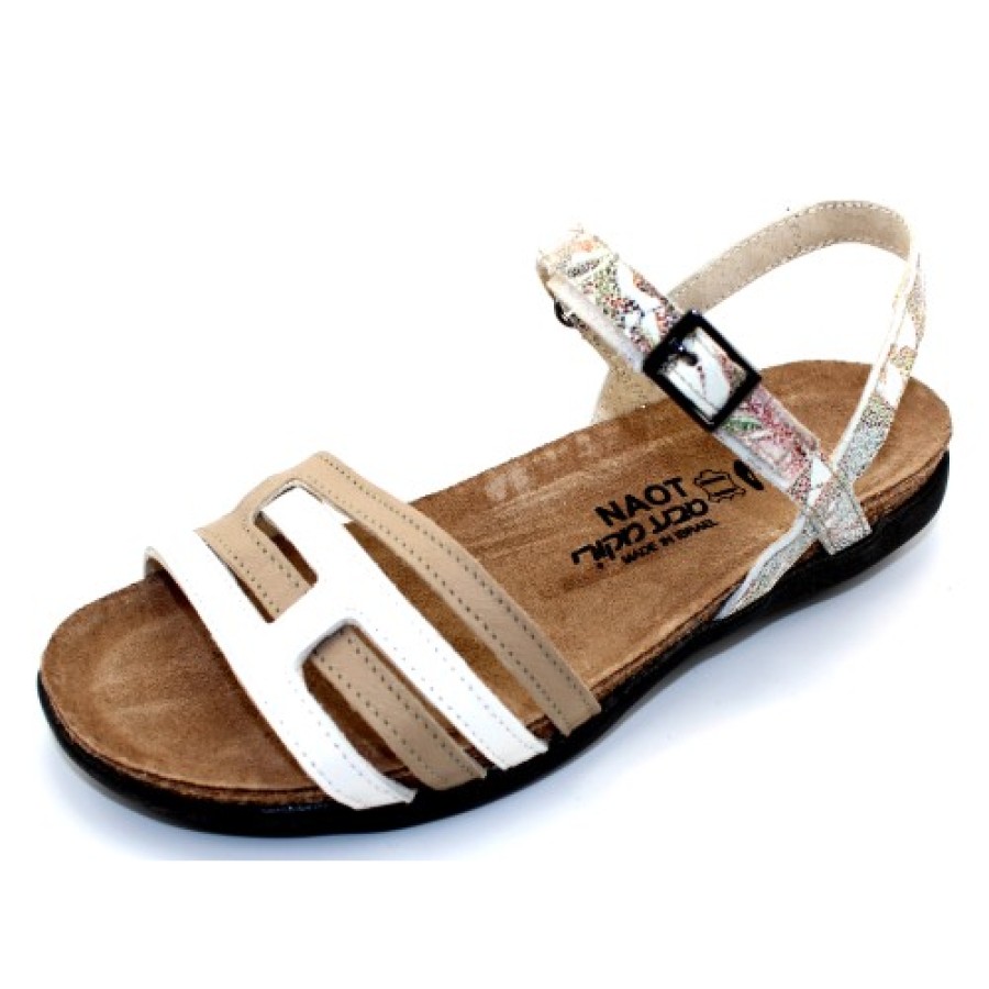 Women'S Naot Footbed | Naot Women'S Lucy In Soft White/Soft Beige/Floral Leather