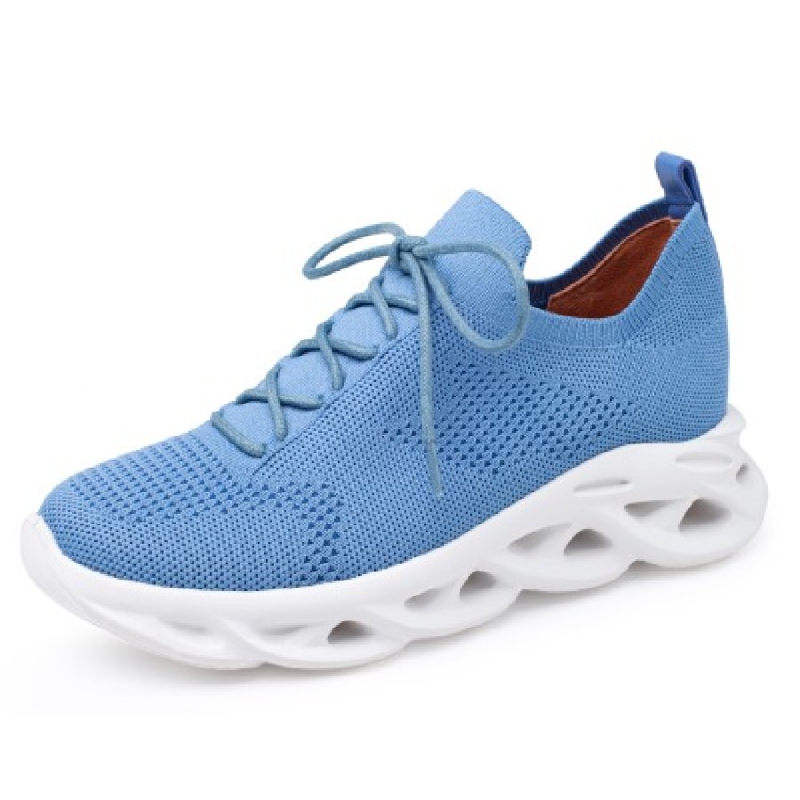 Women'S Yes Brand Shoes Walking | Yes Brand Shoes Women'S Sallie Lace In Denim Blue Knit Fabric