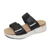 Women'S Naot Slides | Naot Women'S Calliope In Soft Black/Soft Silver Leather/Black Woven Strap